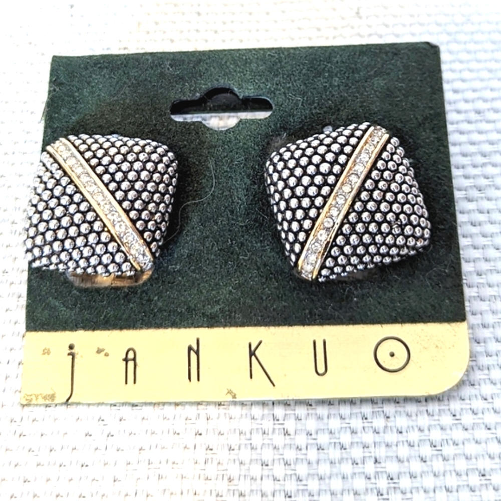 🆕Vintage Jankuo Cubic Zirconia Pierced Earrings